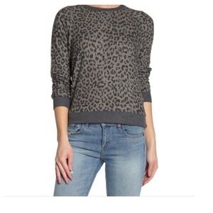 Lucky Brand Leopard Print Gray Sweater/longsleeve Womens Small